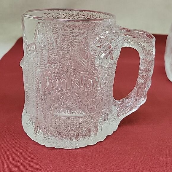 2 Vintage McDonalds Flintstones Mug Glass Cup RocDonalds 1993! - Picture 3 of 16